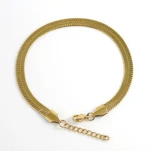 Waterproof Blade Chain Bracelet Aço Inoxidável 5mm 4mm 3mm 2mm Flat Snake Chain Bracelet para Mulheres Presente