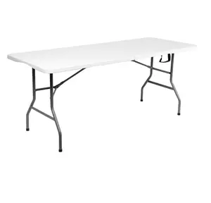 Produk laris, bahan plastik HDPE meja lipat luar ruangan, Meja lipat plastik khusus, kursi dan meja untuk pesta