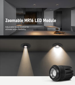 Módulo LED MR16 de aluminio fundido a presión, con zoom, 7W, IP44, 20-60 grados, COB, para downlight. - Product Image 2