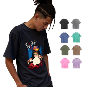 SHENGSHI Team's Tee Coton 320g Pigment Wash Rétro Régulier O-cou Travail Sans rétrécissement pour Logo Personnalisé En Gros Tee En Vrac pour Unisexe - Product Image 1