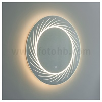 Miroir rétro-éclairé LED 3000K, décoration de Style rond, imperméable, lumière chaude, pour salle de bains, avec éclairage Laser
