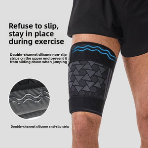 Nylon Jacquard <strong>Thigh</strong> <strong>Support</strong> with Adjustable Compression Straps, Knitted Leg Sleeve - Product Image 3