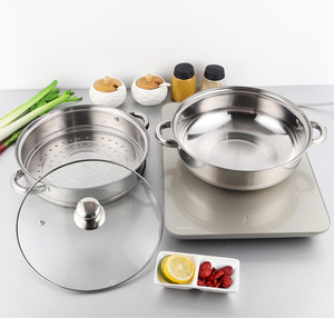 Hot bán 28cm Nồi hấp nồi 410 thép không gỉ ngăn xếp và nồi hơi đặt với kính nắp - Product Image 2