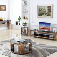Mesa de Centro de Diseño Italiano de Lujo con Espejo, Marco de Acero Inoxidable y Vidrio Templado