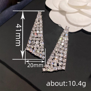 Women's Triangle Drop Earrings Full Pave CZ Statement Fashion Party Jewelry - Product Image 4