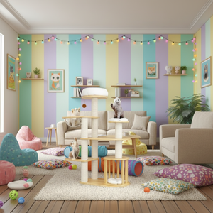 Tour à <span class=keywords><strong>chat</strong></span> en bois écologique sur mesure en gros, arbre à <span class=keywords><strong>chat</strong></span> multi-niveaux, condo et poteaux à gratter pour chatons - Product Image 1