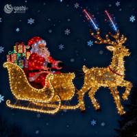 Affichage lumineux LED géant de traîneau de Noël avec Père Noël et rennes pour spectacles de lanternes festifs dans les parcs à thème et événements de fin d'année