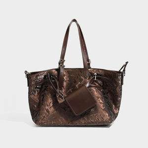 Luxe designer tas van gekreukeld metallic materiaal, grote capaciteit, shopper, verstelbare schouderband, handtas, schoudertas, crossbody tas voor dames - Product Image 4