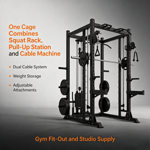Entry All-in-One Smith <b>Cage</b> Cable Trainer Commercial Carbon Steel <b>Squat</b> Rack Multifunctional Smith Machine Gym Equipment - Product Image 4