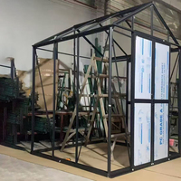 Serre de jardin en acier galvanisé avec base en acier, verre trempé, cadre en aluminium et plaques de polycarbonate