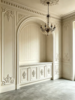 Buffet vintage en bois massif, armoire rustique avec détails sculptés à la main, finition antique blanche, design artisanal pour cuisine et salle à manger