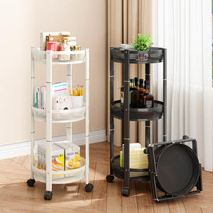 Hoge Kwaliteit Keuken Organizer Plank Wielen Ronde <span class=keywords><strong>Trolley</strong></span> Opvouwbare Opbergkar Houders Rekken Voor Badkamer - Product Image 2