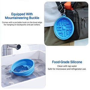 Ciotola da Viaggio Pieghevole in Silicone per Animali Domestici, Doppia, Portatile, con Base a Ventosa, per Alimentazione Lenta e Acqua, Ideale per l'Estate e l'Esterno - Product Image 4