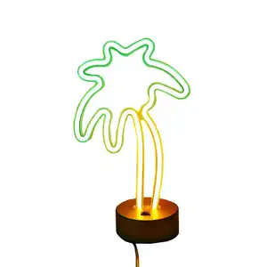Venda quente Faux Neon Bo Plam Tree Table Light Para Decoração Do Partido