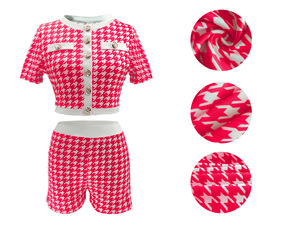 2025 été femmes Boutique vêtements Pied De Poule femmes maigre vêtements de sport décontracté 2 pièces deux pièces ensemble femmes vêtements - Product Image 6