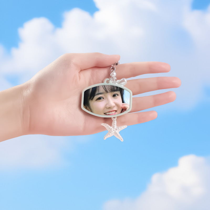 Miroir portable vert clair-4.1*5.4 cm, décoration suspendue