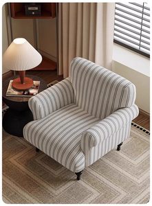 Sillón <span class=keywords><strong>de</strong></span> Estilo Francés Vintage <span class=keywords><strong>de</strong></span> Mediados <span class=keywords><strong>de</strong></span> Siglo, con Patas Altas y Respaldo <span class=keywords><strong>de</strong></span> Alas, Tapizado en Lino a <span class=keywords><strong>Rayas</strong></span>, para Sala <span class=keywords><strong>de</strong></span> Estar - Product Image 3