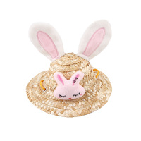Chapeau de paille créatif pour animaux de compagnie avec hélice rotative, oreilles de grenouille et de lapin amusantes, casquette de soleil réglable pour chien, chapeau d'été pour chaton, idéal pour l'extérieur et la plage