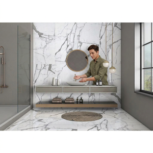 Azulejos de porcelana cerámica de cuerpo completo Wan Statuario de 800x1600 mm, diseño de mármol blanco italiano para pisos de proyectos. - Product Image 5