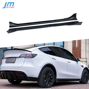 Le minigonne laterali dell'auto in fibra di carbonio proteggono i kit di protezione del paraurti per Tesla modello <span class=keywords><strong>Y</strong></span> 2021 + 4 pz/set decorazione Auto - Product Image 1