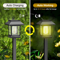 Lampe de jardin solaire étanche à l'extérieur, filament de tungstène, petit design carré, montage au sol pour la décoration de la cour