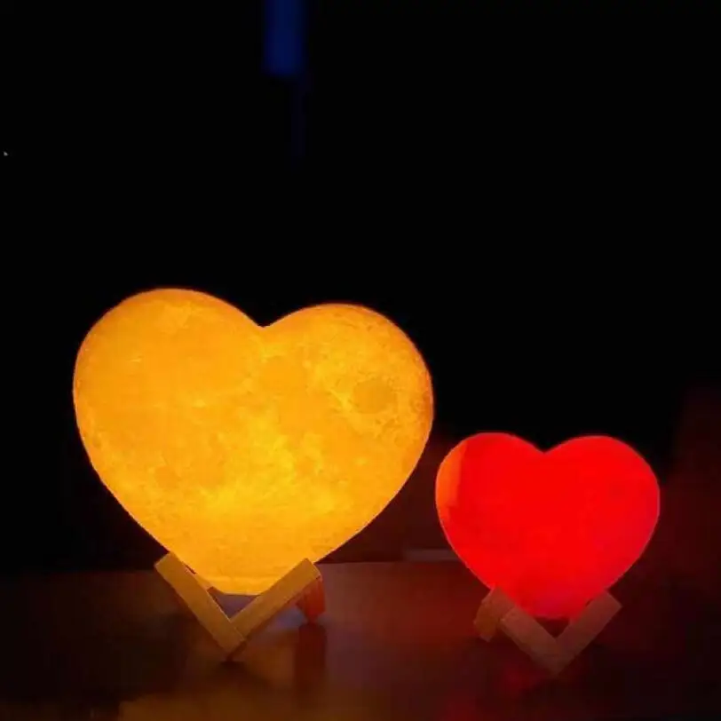 Christmas Valentine'S Day Present Love USB Rechargeable Heart Customized 3d Printed Lamp 3d moon heart lamp