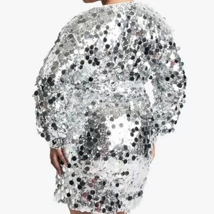 Vestidos de Noche Navideños al por Mayor, Tallas Grandes, Lentejuelas, Manga Larga, Mini Vestido, Nuevo Vestido Elegante para Fiesta, Venta Caliente 2025 - Product Image 3
