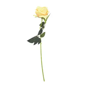 51cm Tall 8cm Dia Yellow White Rose Single Stem Artificial Flowers Decorative Flowers for Wedding Home Decoration