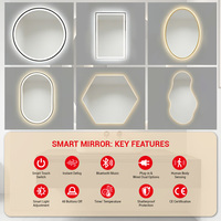 Miroir intelligent sans cadre, rétroéclairé par LED, forme irrégulière, interrupteur tactile, anti-buée, mural, design personnalisé, hôtel, salon, vente en gros