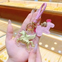 Porte-clés plaqué or « Année du Cheval Doré » pour la prospérité immédiate, pendentif poney doré, cadeau mignon pour petite amie et amis