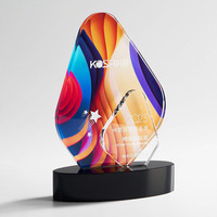 Trophée en cristal personnalisé avec impression UV, gravure laser personnalisée, plaque de récompense en cristal pour la cérémonie annuelle de l'équipe de l'entreprise, souvenir