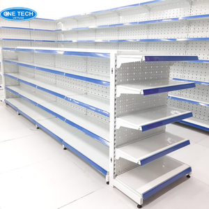 Iron Customization Perforated back supermarket shelving/ gondola shelving Gondola Supermarket Rack Fixed Back Rectangular - Product Image 1