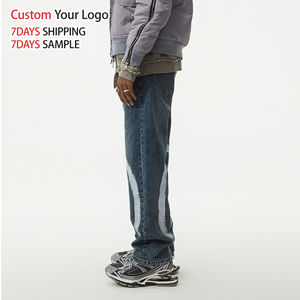 Jean en denim large coupe droite décontracté pour homme, style streetwear vintage, qualité supérieure, effet délavé, vente en gros - Product Image 3
