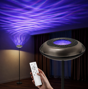 Lámpara de Pie <span class=keywords><strong>LED</strong></span> Moderna <span class=keywords><strong>RGB</strong></span> con Control Inteligente por Aplicación, Sincronización Musical, Regulable, BT/APP <span class=keywords><strong>RGB</strong></span>+CCT con Efecto de Ondas de Agua para Sala de Estar Interior - Product Image 3