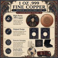 Pièce de collection en cuivre fin .999 de 1 oz, motif Chevalier Dragon Gothique, portrait de guerrier fantastique personnalisé, médaillon commémoratif, vente en gros