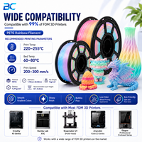 Filament d'impression 3D OEM Satin Rainbow PETG 1,75 mm 1 kg Semi-brillant Dégradé Pastel Haute Résistance Faible Odeur Surface Lisse