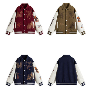 Chaqueta de Béisbol Personalizable con Bordado Intenso para Hombre, Abrigo Holgado de Estilo Universitario con Diseño Exclusivo y Detalles de Empalme - Product Image 4