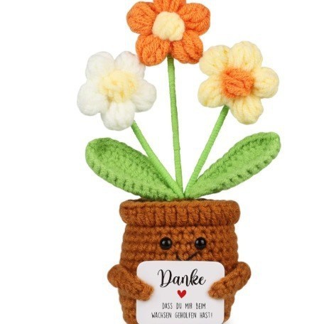 Three-Head Puff Potted Plant