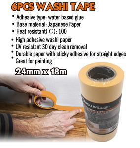 Rollingdog 80860 Taped Decorating Walls Painting Ceiling Surface <strong>Low</strong> <strong>Tack</strong> Protection 24mm X 18m(6PC) Painters Masking <strong>Tape</strong> - Product Image 5