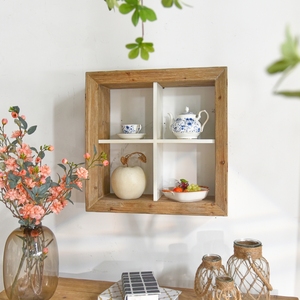 Wholesale New Design Home Decor Handmade <b>Rustic</b> square <b>Wooden</b> Floating Wall Mount Display Shelves - Product Image 4
