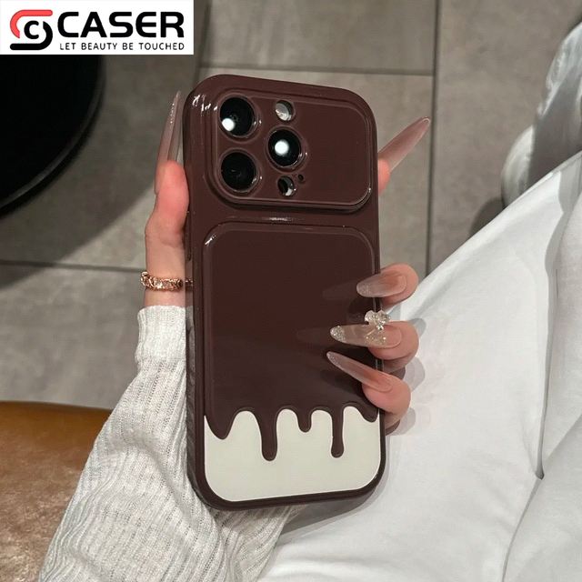 Summer Style Contrast Color Glossy Sweet Melting Cream Pattern Hard Shockproof Anti-slip Phonecase for Iphone13-18series