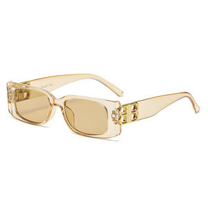 Sunglasses Small <b>Square</b> <b>Frame</b> B Logo UV400 Protection Women's Fashion Sunshades Plastic Metal Full <b>Frame</b> Type 3 Lenses - Product Image 4