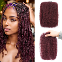 Extension per capelli brasiliani Remy BLT Burgundy 30g/50g, a doppia trama, afro kinky, per mini twist/intrecciatura/dreadlock