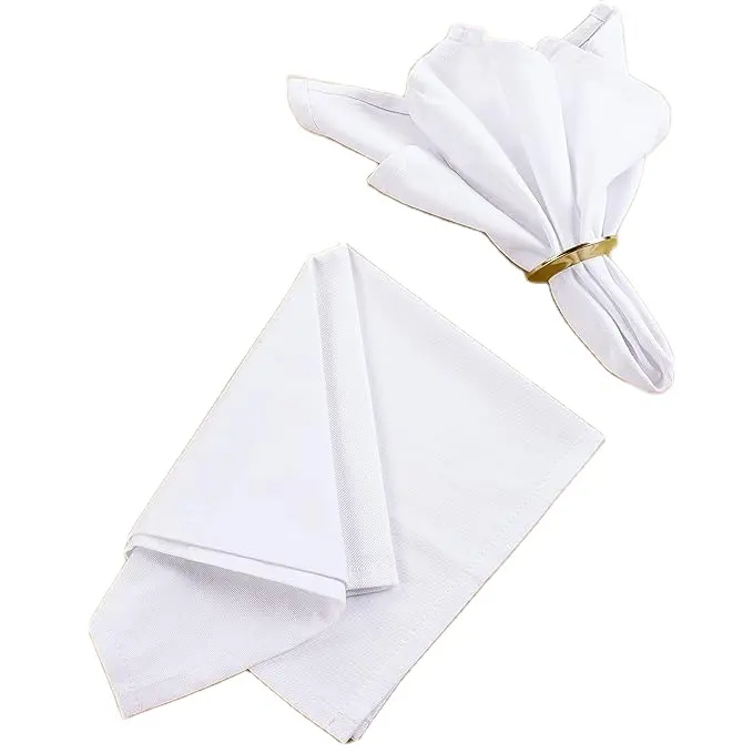Servilletas de algodón 100% de tela blanca, servilletas de cena de mesa reutilizables para eventos de Bodas de Hotel