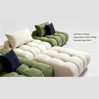 Modernes Modulares Sofa-Set Creme-Grün Farbblock Weich Gepolsterte Wohnzimmermöbel Flexible Kombination Keine Montage Erforderlich