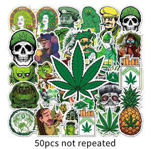 雑草の葉っぱグラフィティステッカー Hlmブランド ビニール素材 ノートパソコン、荷物、車、スケートボード用 防水仕様 カスタマイズ可能 - Product Image 5