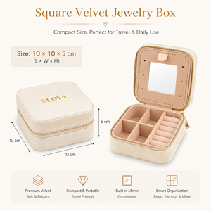Custom Logo Velvet Jewelry <b>Box</b> Organizer <b>Earring</b> Ring Necklace Bangle Portable Jewellery Travel Case with Mirror - Product Image 3