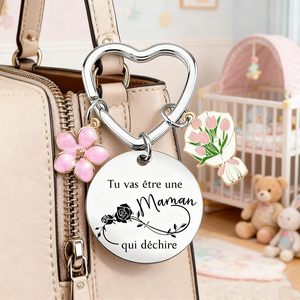 Llavero con Gráfico Floral para Anuncio de Embarazo, Regalo para Madre, Madrina, <span class=keywords><strong>Abuela</strong></span> - 'Vas a ser <span class=keywords><strong>Abuela</strong></span>' - Product Image 3