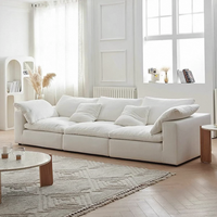 Canapé d'angle modulable Zayshine en lin blanc de luxe italien moderne, 3-4 places, lavable, pour appartement et villa