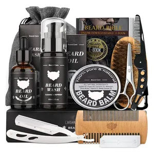 Conjunto de barbeador e barba qingtang, kit de cosméticos para crescimento de barba e artesanato